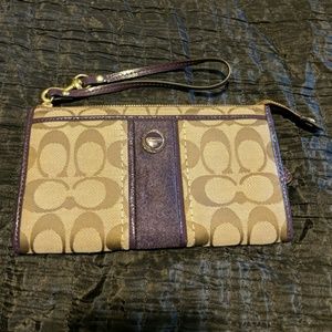 Purple Trim Authentic Coach Wristlet
